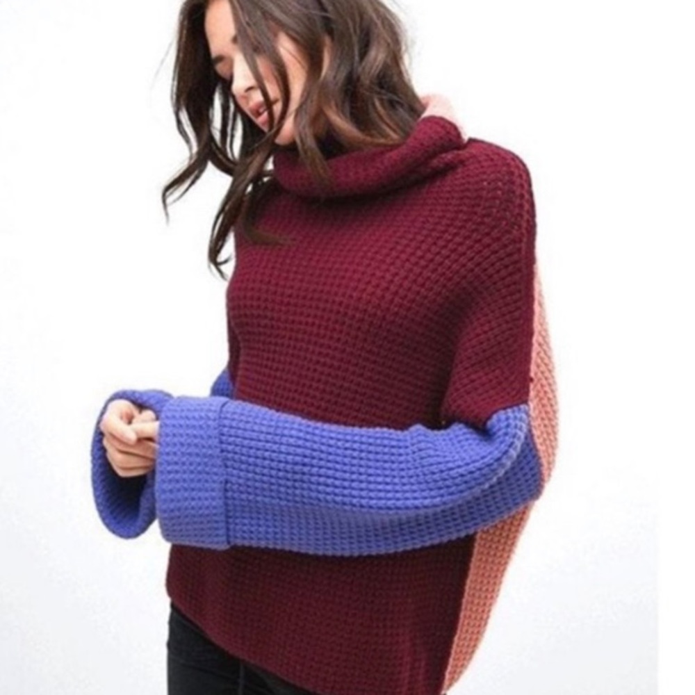 Free people color block chunky knit